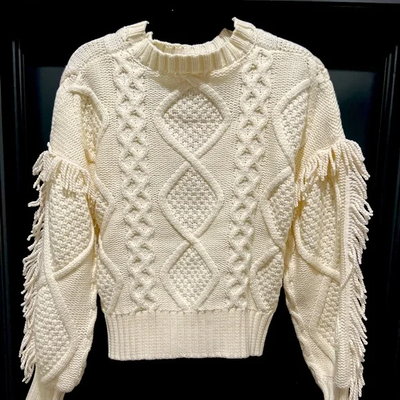 Line Dot Sweaters Line And Dot Cable Knit Fringe Sweater Poshmark